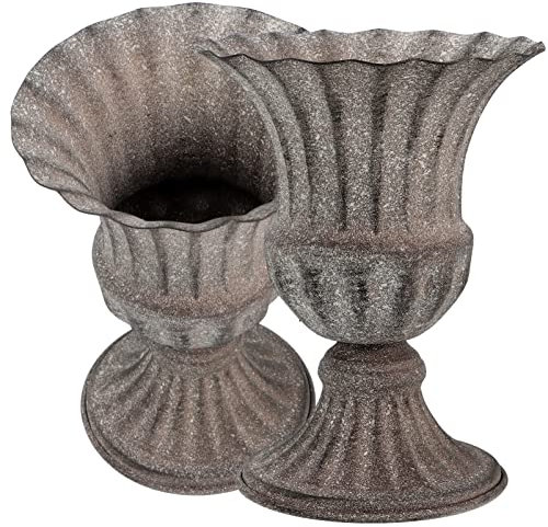 HOMSFOU Tischständer 2 Stück Urnen-Pflanzgefäß Metall-Blumentopf Vintage-Blumenvase Hoher Sockel Pflanzgefäß Gedenkstätte Friedhof Vase Blumenhalter Für Hausgarten Veranda Türdekoration