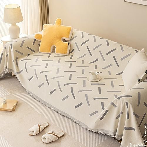 Mesnt Sofa Überzug 1 Sitzer, Chenille Waschbar Sofa Protection Cover Schonbezug Couch mit Rechteckgeometrie Grau, 180x130CM