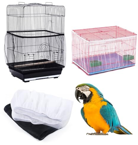 SYEYCW 2 Stück Vogelkäfig Abdeckung, Universal Vogelkäfig Samenfänger, Weich Stretch Vogelkäfig Netzabdeckung, Luftiger Rockschutz, für Papageien, Aras, Afrikanischer Runder Quadratischer Käfig