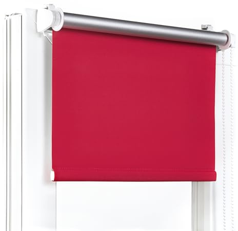 Fenster DEKOR - Rollos Für Fenster Ohne Bohren Rot - Verdunkelungsrollo B95 x H150 cm - Klemmrollo Verdunkelung - Fensterrollo Für Balkontüren - Verdunklungsrollo Leicht Zu Installieren - Klemmfix