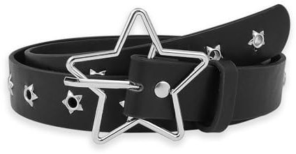 JJDreams Gothic Gürtel Damen mit Star Buckle Punk PU Ledergürtel Gürtel y2k Damen Gürtel Breiter Mode Jeansgürtel
