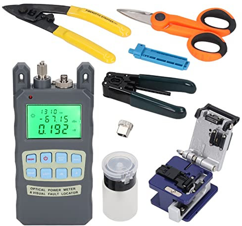 Kit de herramientas de fibra óptica para terminación FTTH, medidor de potencia, cuchilla, pelador, abrazadera Miller, conjunto de conexión en frío, cortador de cables
