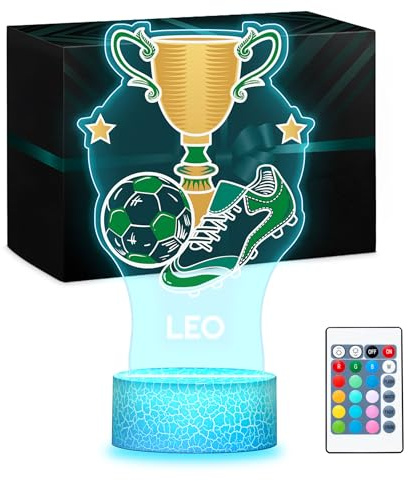 Maverton Fußball Nachtlampe, 16 RGB Farben, Nationalmannschaftstrikot | Mit Namen, Dimmbare Nachttischlampe, Tischlampe Led mit Gravur, Geschenkidee Ideal für Fußballfans, Jungen Geburtstag