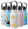 Exllena Edelstahl Trinkflasche für Kinder, 350ML auslaufsichere Thermosflasche mit Strohhalm und Griff, BPA-freie Isolierflasche für Kindergarten und Schule (Zoo)
