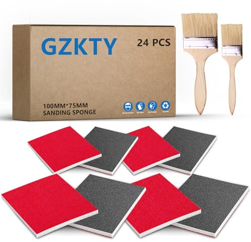 GZKTY 24 Stück Schleifschwämme Set, Nassschleifschwamm, Grit P180-P2500, Schleifblock für Autolack, Schleifschwamm für Metall, Modellbau, Lack, Holzfiguren und Holz.