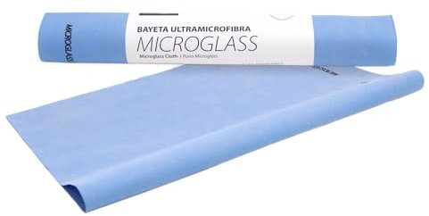 Maya Bayeta MICROGLASS con Precorte. Especial para Vajillas y Cristales. No Deja Marcas. Muy Absorbente y de Secado Rápido. 100% Microfibra. Rollo de 6 Unidades (Azul)