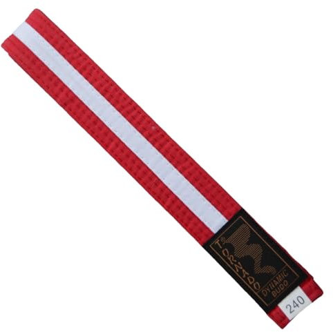 TEKKA BUDO Kampfsport Gürtel mit Mittelstreifen rot-weiß 260 cm 2-farbig - Budogürtel, Karate, Judo, Taekwondo, Ju-Jutsu
