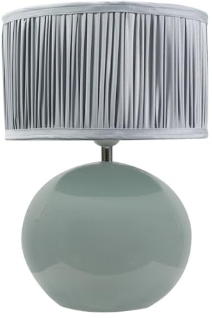 ValueLights | Eucalyptus Ceramic Table Lamp with Powder Blue Ruched Pleated Drum Shade Living Room Bedroom Light | Table Lamps, Home Décor & Improvement Essential | Included LED Bulb