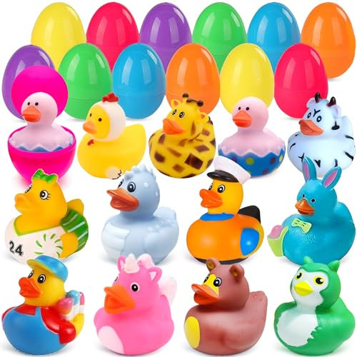Chennyfun Gummi Enten, Bunt Gummi Badeenten, Quietschen Bade Enten, Float and Squeak Mini Gelbe Ente, Schwimmende Enten Badewannenspielzeug für Babys Dusch Geburtstags Partyartikel