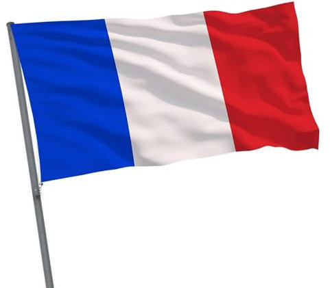 Bandera francesa | Bandera pequeña Francia | Bandera francesa 90x150cm | Bandera de Francia con ojales de latón | poliéster colores vivos para exteriores e interiores