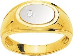 Bijouxenvogue Herrenring aus 18 Karat Gelb- und Weißgold mit 0,04 ct Diamant Größe 54