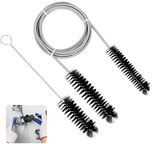 Pipe Cleaner Brush Set, 84 inch Flexible Drain Cleaning Brush and 7 inch Shower Drain Unblocker, Snake Unblocker, Flexible Long Pipe Cleaner Tool for Kitchen Sink