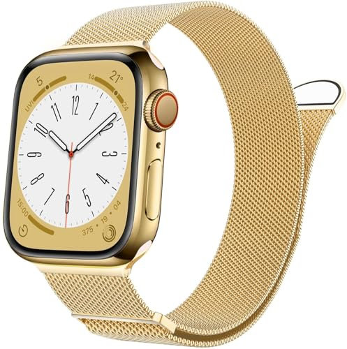 IENYU Per Apple Watch serie 9, Ultra 2, SE, Ultra 8 7 6 5 4 3 2 1 38mm 40mm 41mm 42mm 44mm 45mm 49mm per donna e uomo, sostituzione chiusura magnetica con anello in rete in acciaio inossidabile(L,49/4
