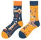 NxnChc Lustige Socken Für Damen Und Herren Unisex Viele Steinzeit Motive Tier Essen Obst Sport Kunst Aus Baumwolle Geschenk Asymmetrische Muster Links Und Rechts
