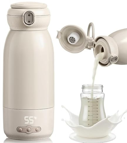 Chauffe biberon nomade,Peut être chauffé, maintenu au chaud et stérilisé,Chauffage rapide en 3 minutes,Grande Capacité de 500ml,Grande batterie de 10400 mAh,Eau, lait, lait maternel