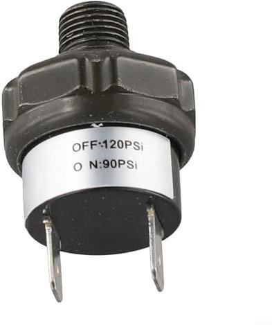 Interruptor de presión de compresor de aire de cuerpo metálico adecuado tanto para sistemas de 12 V como de 24 V, para instalaciones de repuesto (90-120 PSI)