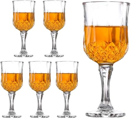 Riville Wine Glasses Set of 6, 50 ML Embossed Cordial Glasses with Stem, Drinks Cups for Parties, Weddings,Outdoor Events,Wine, Whiskey, Liqueur