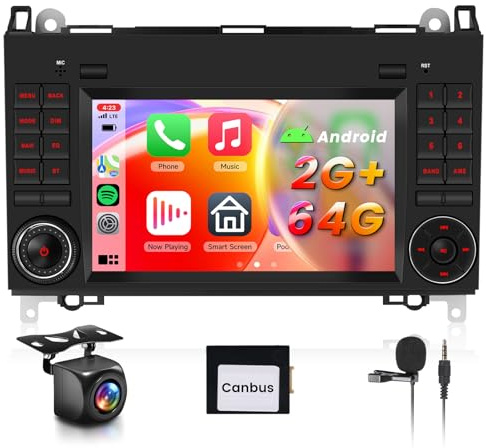 【2+64G】 Hodozzy Carplay Autoradio für Mercedes Benz B200 W169 W245 Viano,7 Zoll Touchscreen mit Android Auto/DSP/WiFi/GPS/RDS/FM/Bluetooth/USB