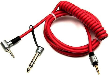 BWD Beats Headphones Replacement Red Aux Audio Cable 3.5mm to 6.5mm Dr Dre Detox Pro - Lead Cord