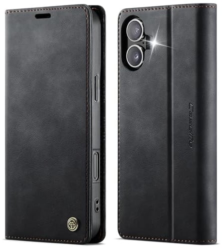 owlhold Handyhülle iPhone 17 hülle klapphülle Premium PU Leder,RFID Schutzhülle,Faltbare Ständer,Handytasche Lederhülle Kartenfach Standfunktion hülle für iPhone 17 - Schwarz