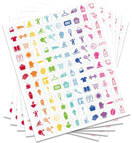 GOMAKERER 600 Stück Kalender Sticker für Terminplaner, Mini Planer Aufkleber Mini Icons Tagesaufkleber Mehrfarbiger Für Tagebuch Organizer Zum Journaling Planen