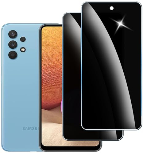 2pcs Verre Trempé Anti-Espion pour Samsung Galaxy A32 4G, Protection Privacy Écran, 9H Durée, Anti-Rayures, Anti-Empreintes Digitales, Installation Sans Bulles