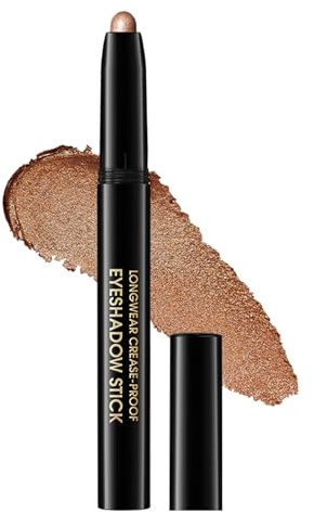 Glitzer Lidschatten Stift, Braun Glitter Eyeshadow Stick, Wasserfest & Langanhaltend Lidschattenstift Metallic Finish, Hochpigmentiert Shimmer Crayon Creme Eyeliner, Metallic Knitterfrei Augen Make Up