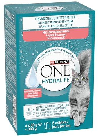 PURINA ONE Hydralife zur Flüssigkeitsversorgung, 48er Pack (8 x 6 x 50g) | Katzenfutter nass mit Lachs