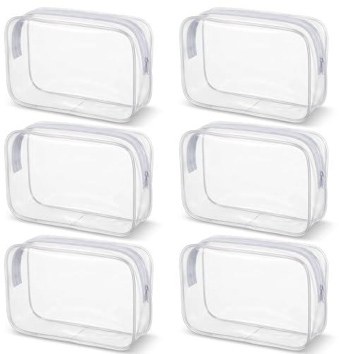 6 Stück Kosmetiktasche Durchsichtig,PVC Wasserdicht Kulturtasche mit Reißverschluss,Kulturbeutel Durchsichtig,Reise Waschtaschen,für Reise, Handgepäck und Organisation