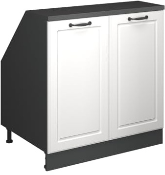 Vicco Dachschrägenschrank Rion, Weiß Landhaus, 80 x 81.6 cm mit 2 Türen, Schrankkorpus 60 cm Tiefe, geeignet für die platzsparende Aufbewahrung unter Dachschrägen