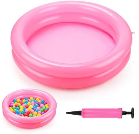 Piscina gonfiabile per bambini, 60 cm, mini piscina gonfiabile per bambini, ideale per giardino, terrazza e spiaggia, si gonfia rapidamente con pompa, perfetta per le calde giornate estive