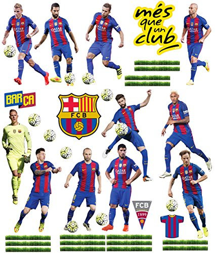 alles-meine.de GmbH 38 TLG. Set Fensterbilder Fußball Mannschaft - FCB - FC Barcelona - Fußballverein - zum Spielen & als Deko - Sticker Fenstersticker Aufkleber - selbst..