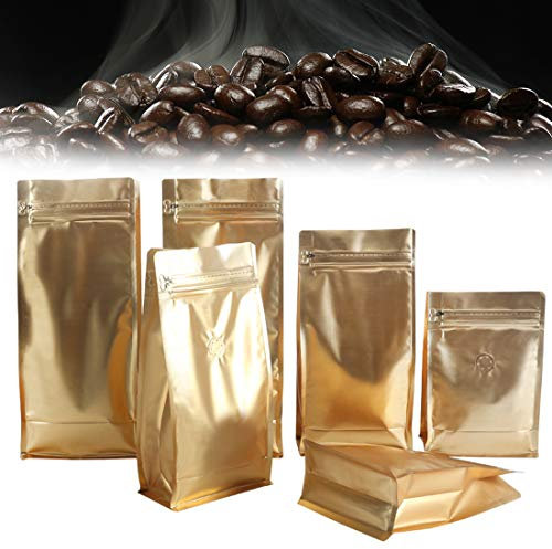 16 OZ Coffee Bags with Degassing Valve and Ziplock Stand-up Storage Bags Pouches Airtight Coffee Bean Bags 50 Packs for Commercial Use