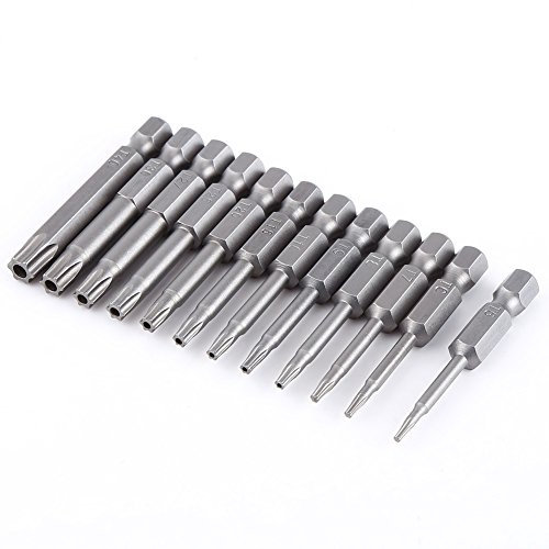 12 stücke Torx Schraubendreher, Schraubendreher Schraubendrehersatz Bits 1/4 Zoll Sechskantschaft Magnetische Stern Schraubendreher Bits Set T5-T40 50mm Lange S2 Stahl