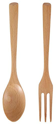 Lot de 2 Cuillères à Bascule et Fourchettes en Bois Léger et Naturel pour la Maison, la Cuisine, Les Voyages, Le Camping, Spoon Fork Set