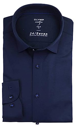 OLYMP Level Five Body fit Hemd 24 / Seven extra Langer Arm Jersey Stretch blau