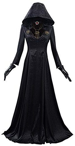 Taeyue Abito medievale con cappuccio per Halloween, carnevale, cosplay, Halloween, donne, nero, M