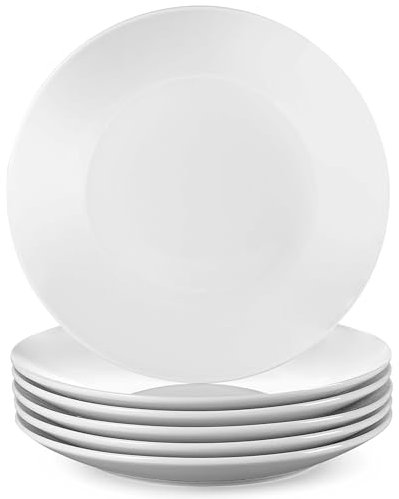 LOVECASA 'Sweet' 6-Piece Dessert Plates Round China Porcelain Side Plate Snack Plate Salad Plate for Salad/Fruit/Snack Plate, White 21.5 * 21.5 * 2.5 cm