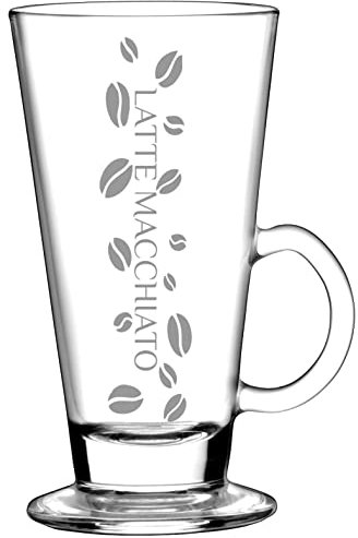 LATTE MACCHIATO Glas 6 Stück - 260ml Gläser mit Henkel für Latte-Macchiato Spülmaschinengeeignet - mit Lasergravur - Gastroglas