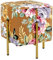Baroni Home Quadratischer Samt-Fußhocker, gepolsterter Wohnzimmer-Pouf, Pouf-Bank für das Schlafzimmer, Blumenbasis Cognac, 33x33x38 cm