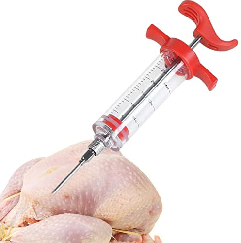 Jeringa carne - Jeringa carne con aguja acero inoxidable - Jeringa alimentos inyector adobos para carne vacuno Turquía Lear-au