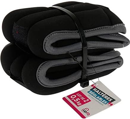 UPFIT - Set de 2 haltères souples et réglables - Souples pour faire des exercices de renforcement musculaire et de tonification - A placer sur les poignets ou les chevilles - Poids: 0,5kg chacune