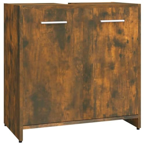 vidaXL Badezimmerschrank, Badschrank mit viel Stauraum, Unterschrank für Badezimmer, Waschbeckenunterschrank Waschbeckenschrank Badmöbel, Räuchereiche Holzwerkstoff