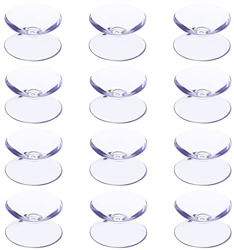 Housoutil 12 transparente Saugnäpfe, doppelseitige Saugnäpfe, Glas-Saugnäpfe, strapazierfähig, Kleiderbügel, Saugnapf-Haken, Unterlegscheibe, Schreibtisch-Kleiderständer