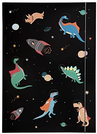NEU Sammelmappe mit Gummiband, A3, 1 Mappe, HOTFOIL SPACE DINOS/Weltraum Dinosaurier