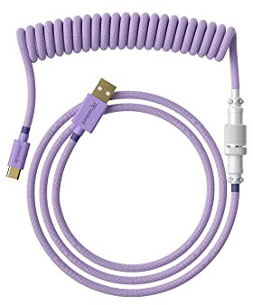 Ranked Coiled Cable | Handgefertigtes Double-Sleeved Geflochtenes Kabel | USB Typ C auf A | 5-Pin Aviator-Anschluss für Custom Mechanical Gaming Keyboard | Unterstützt Schnellladung 20W (Lavendel)