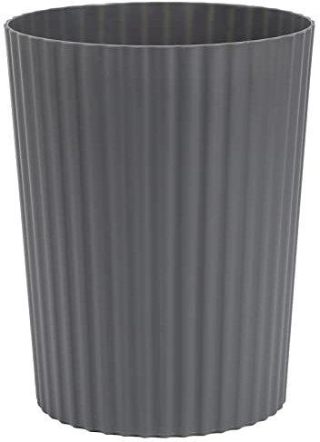JiatuA Small Trash Can Plastic Wastebasket Round Garbage Container Bin for Bathroom, Kitchen, Bedroom, Home Office, College Dorm, Dark Grey
