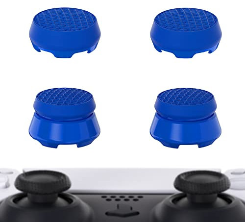 PlayVital Thumbs Pro Joystick Extender für PS5,Thumbstick Kappen Zubehör für PS5 Controller-2 High Raise&2 Mid Raise Dome(Armor-Blau)
