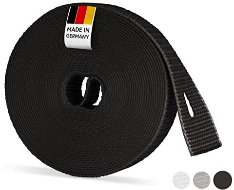 BAUHELD® Correa de persiana enrollable de 6 m, 14 mm, color negro, para persianas enrollables en puertas y ventanas, alta resistencia a la rotura y estabilidad UV, apta para enrolladores de cinturón