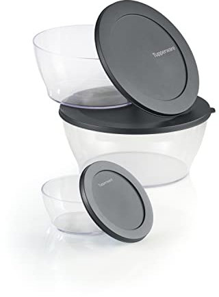 Tupperware Crystal Clear Store & Serve Collection Lot de 6 boîtes de conservation alimentaire en tritan/copolyester Passe au lave-vaisselle et sans BPA (3 bols, 3 couvercles)